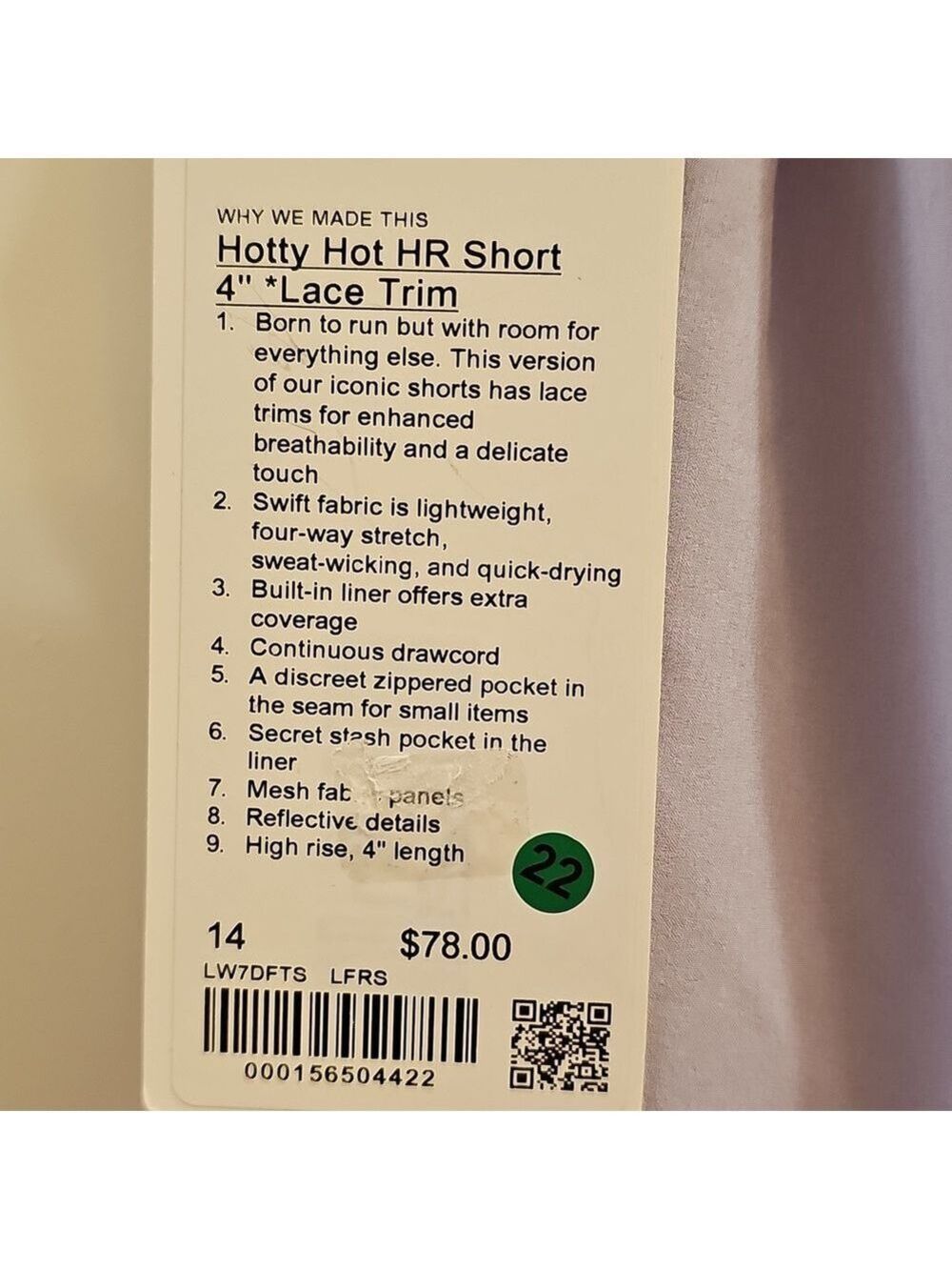 225. NWT Lululemon Hotty Hot Shorts - Picture 6 of 6